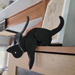 Black Cat Shelf Decor Hand Made 4x7in